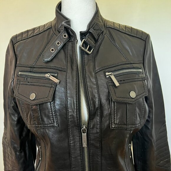 Michael Kors Black Leather Moto Jacket Soft Grunge Hot Girl Elevated - Picture 7 of 16